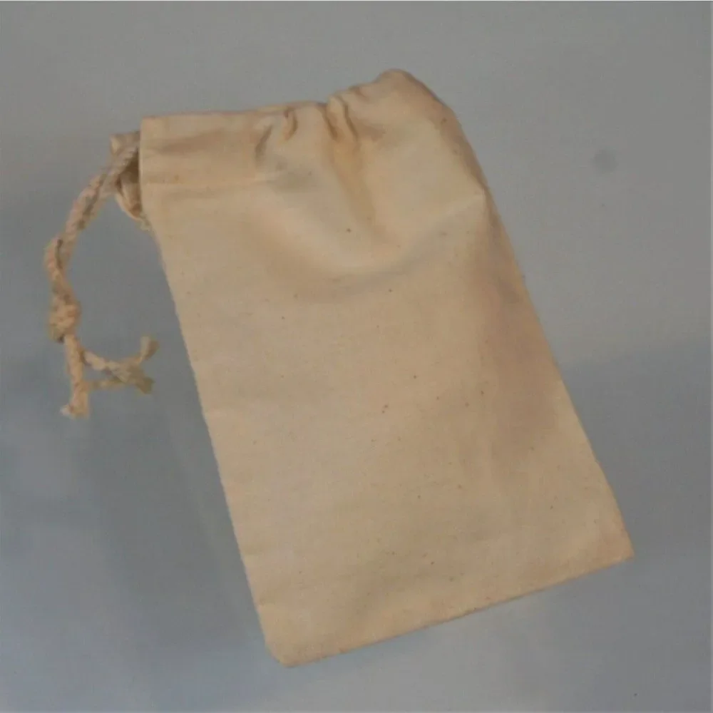 E Silver Jewelry Pouch Bleached Linen Drawstring Dust Bag Gift Bag